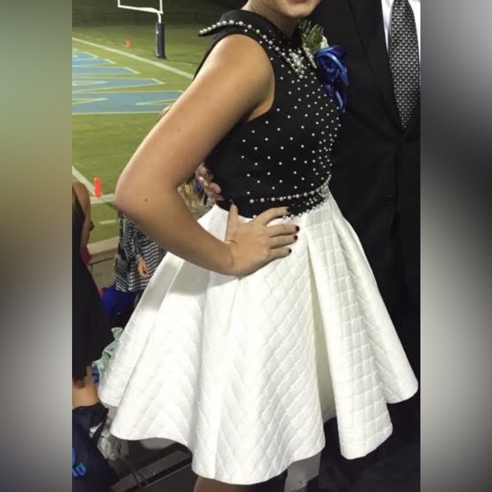 Mac Duggal Black and White Cocktail Dress